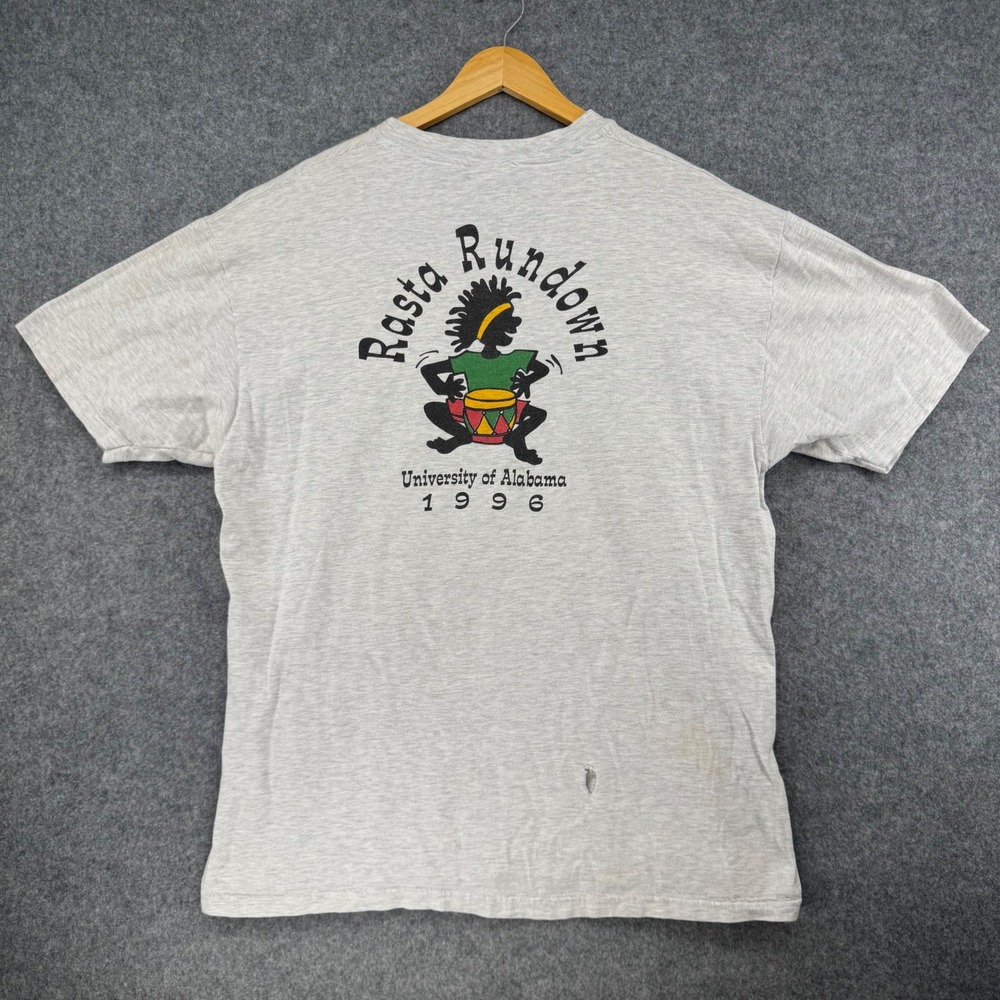 Vintage T-Shirt Mens XL Gray Rasta Rundown Alabama 1996 Phi Mu Pocket Vintage